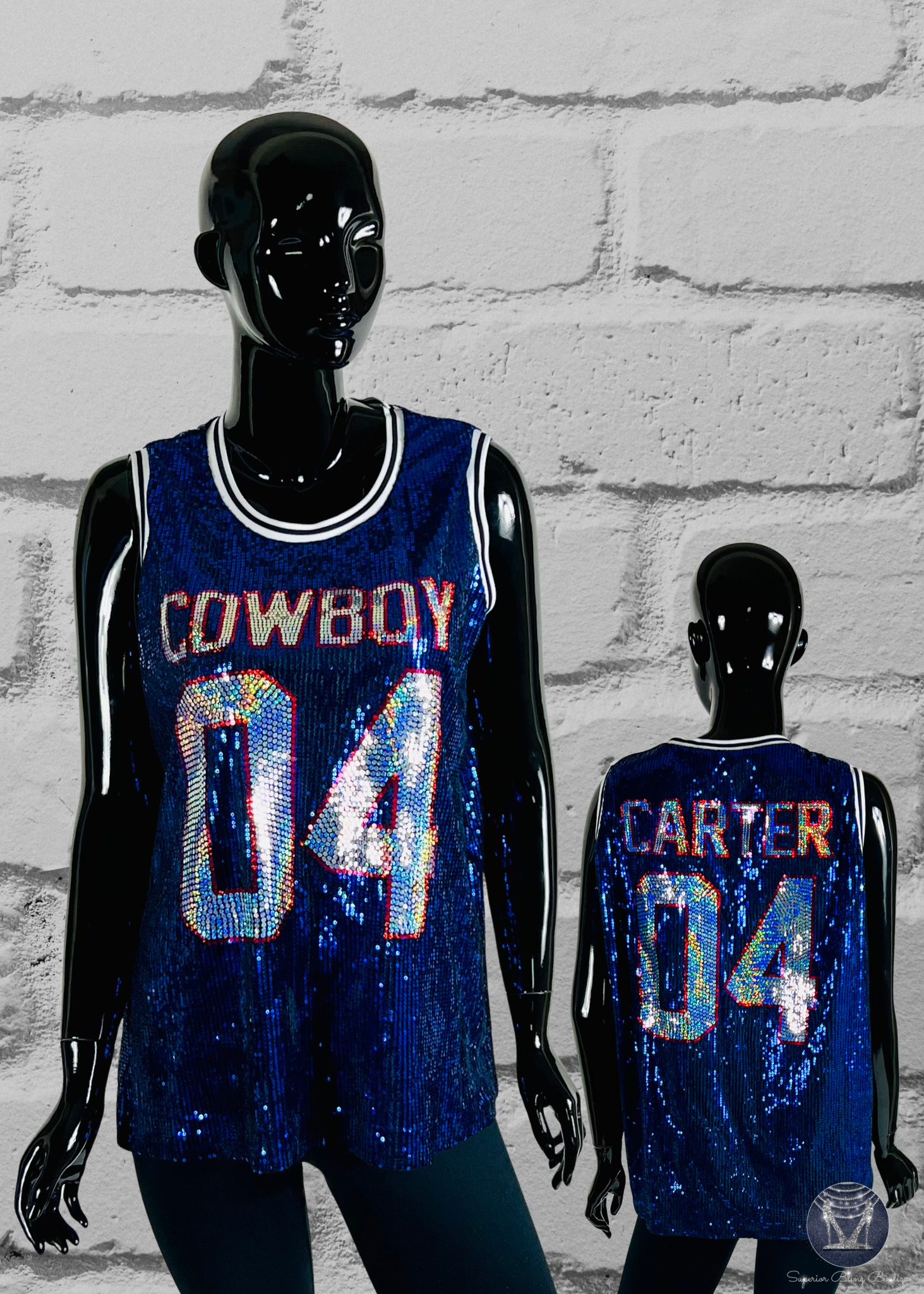 Sequin Basketball Fan Jersey – Custom Name & Number Top