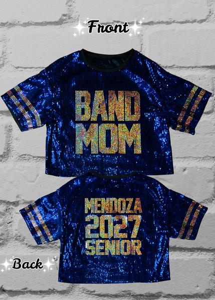 Custom Band Mom Sequin Jersey - Personalized Marching Band Bling Jersey