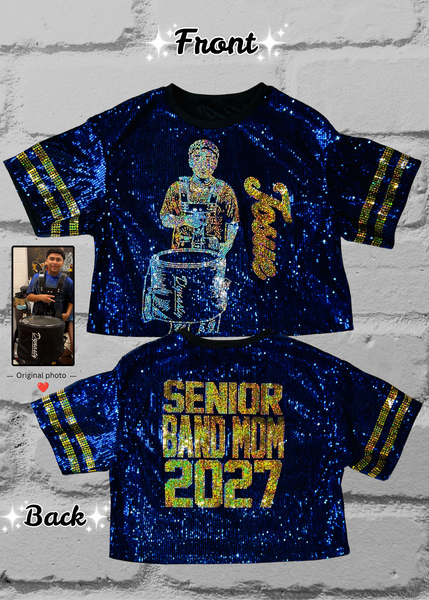 Custom Band Mom Portrait Sequin Jersey – Marching Band & Drumline Bling Jersey