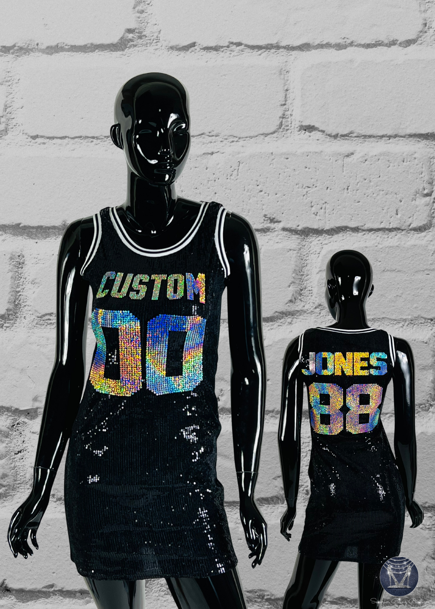Signature Sequin Courtside Bodycon – Custom Name & Number Basketball Dress