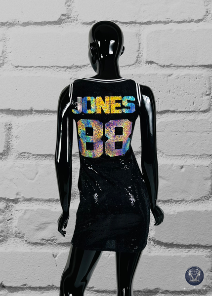 Signature Sequin Courtside Bodycon – Custom Name & Number Basketball Dress