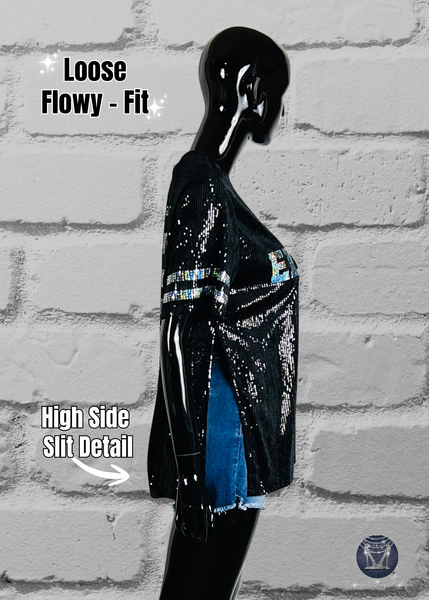 R&B Concert Tour Sequin Side Slit Top