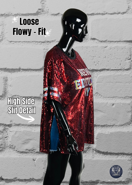 R&B Concert Tour Sequin Side Slit Top