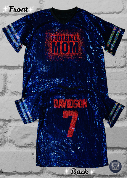 Football Mom V-Neck Sequin Jersey
