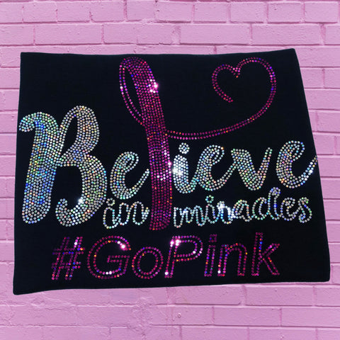 Believe In Miracles (Pink Ribbon) Awareness Bling Shirt - Superior Boutique