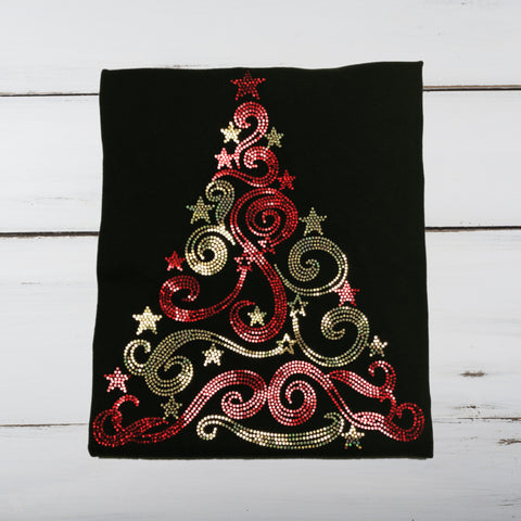 Christmas Tree Bling Shirt (Red & Gold) - Superior Boutique