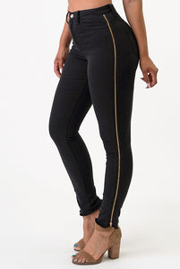 Side Zippered High Rise Skinny Jeans (Black) - Superior Boutique