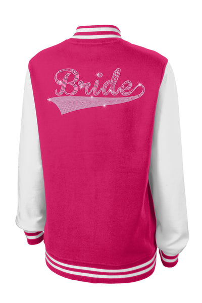 Ladies Fleece Letterman Bling Jacket - Superior Boutique