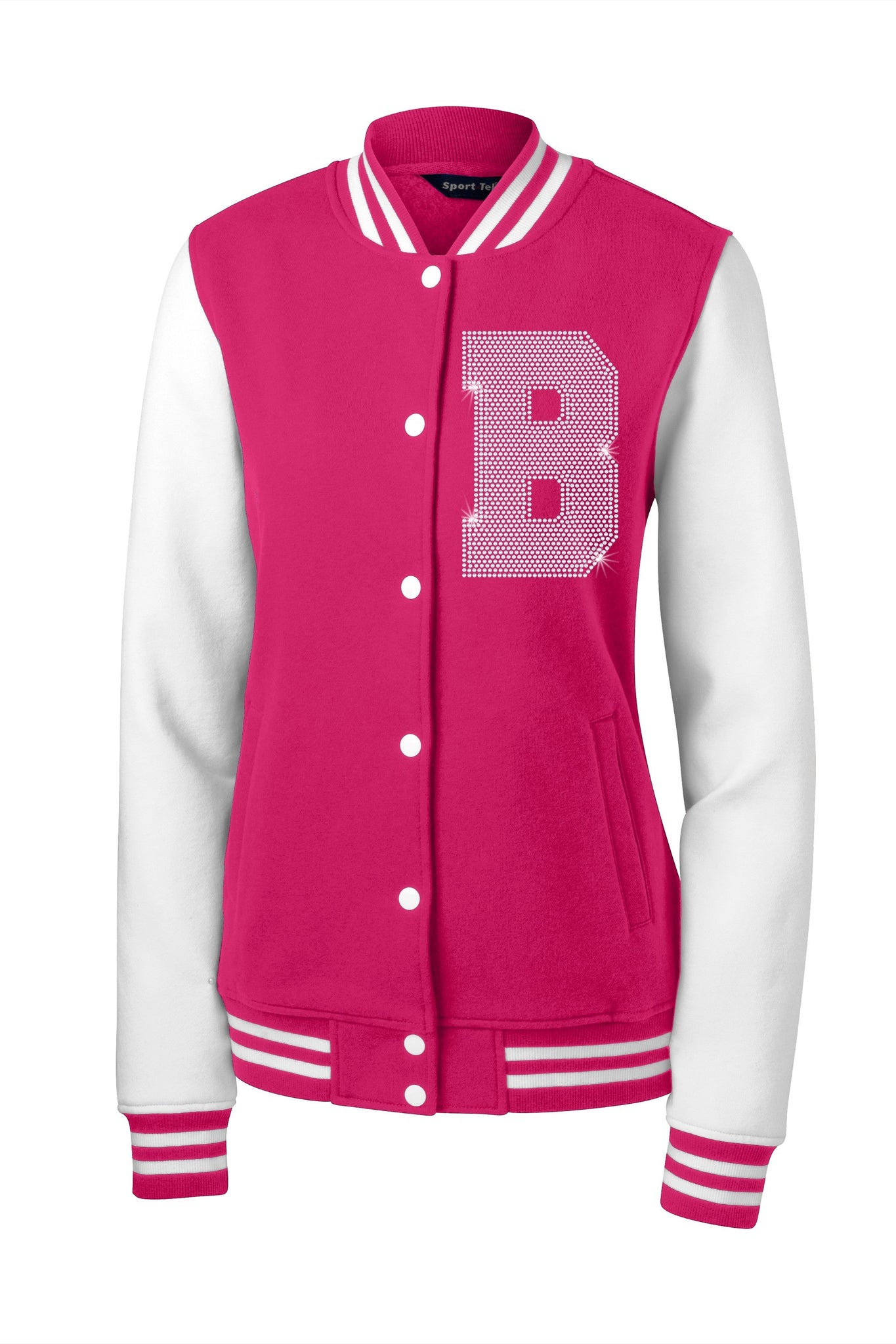 Ladies Fleece Letterman Bling Jacket - Superior Boutique
