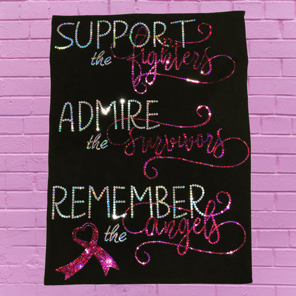 (Support, Admire, Remember) Breast Cancer Bling Shirt - Superior Boutique