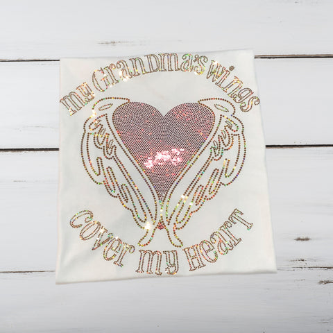 My Grandma's Wings Cover My Heart Bling Shirt - Superior Boutique