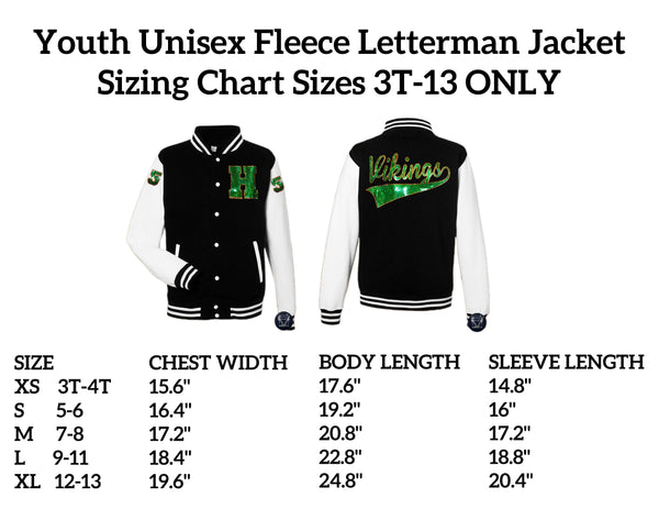Unicorn Youth Fleece Letterman Jacket - BLACK/WHITE