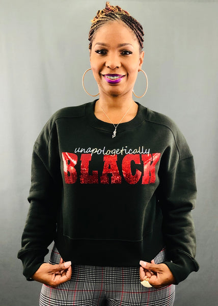 Unapologetically Black Bling Cropped Sweatshirt