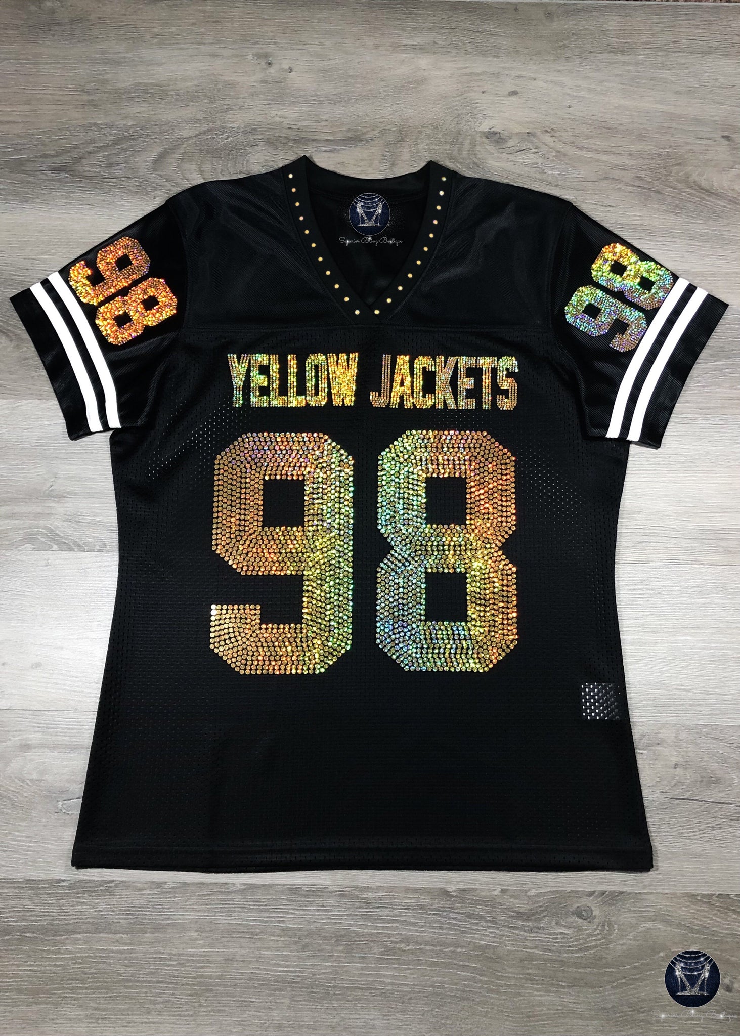 Ensley Yellow Jackets Bling Ladies Patchwork Jersey - FRONT, BACK, SLE –  Superior Bling Boutique