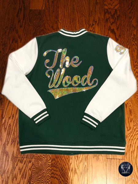WHS "THE WOOD" Ladies Fleece Letterman Bling Jacket