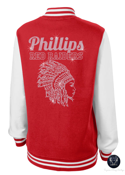 Phillips Red Raiders Ladies Fleece Letterman Bling Jacket