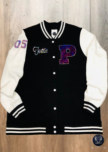 Parker Thundering Herd Ladies Letterman Bling Jacket (FLEECE)