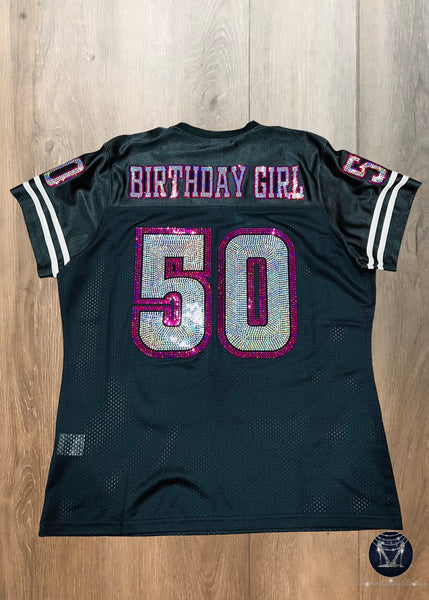 Chapter...Birthday Girl/Queen Bling Ladies Patchwork Jersey - FRONT AND BACK