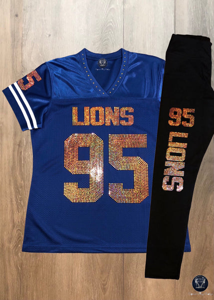 WEHS Lions Bling Ladies Patchwork Jersey - FRONT DESIGN ONLY