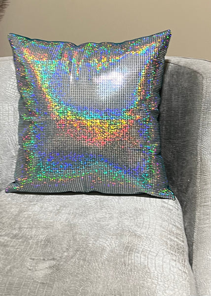 Glam Silver Bling Pillow Cover 16x16