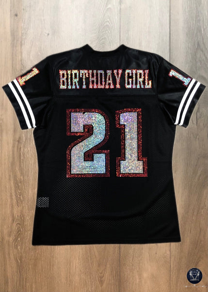 Chapter...Birthday Girl/Queen Bling Ladies Patchwork Jersey - FRONT,BACK,SLEEVES
