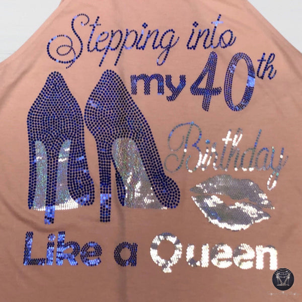 Stepping Into My Birthday Like A Queen Bling Shirt