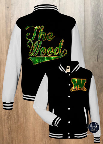 WHS "THE WOOD" Ladies Fleece Letterman Bling Jacket
