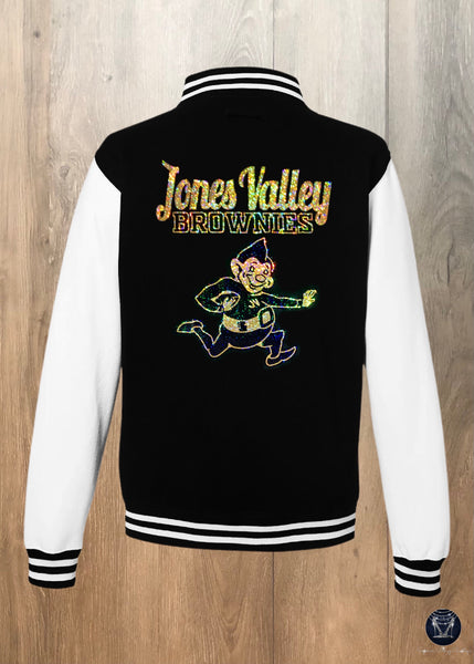 Jones Valley Brownies Ladies Letterman Bling Jacket (Fleece)