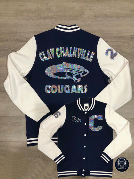 Clay Chalkville Cougars Letterman Bling Jacket (FLEECE)