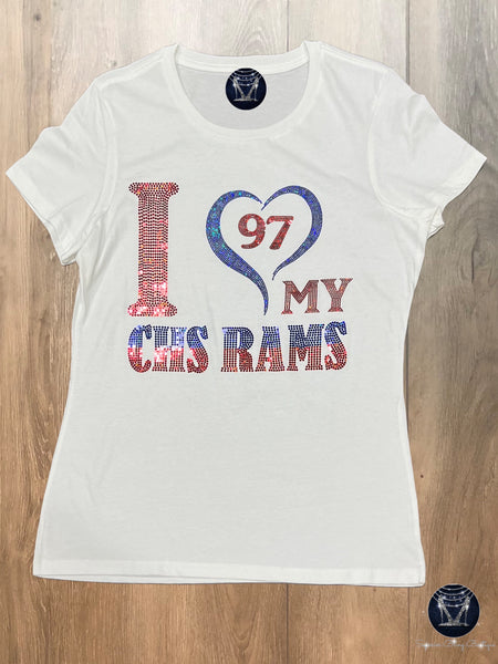I 💙 MY CHS RAMS Bling Shirt